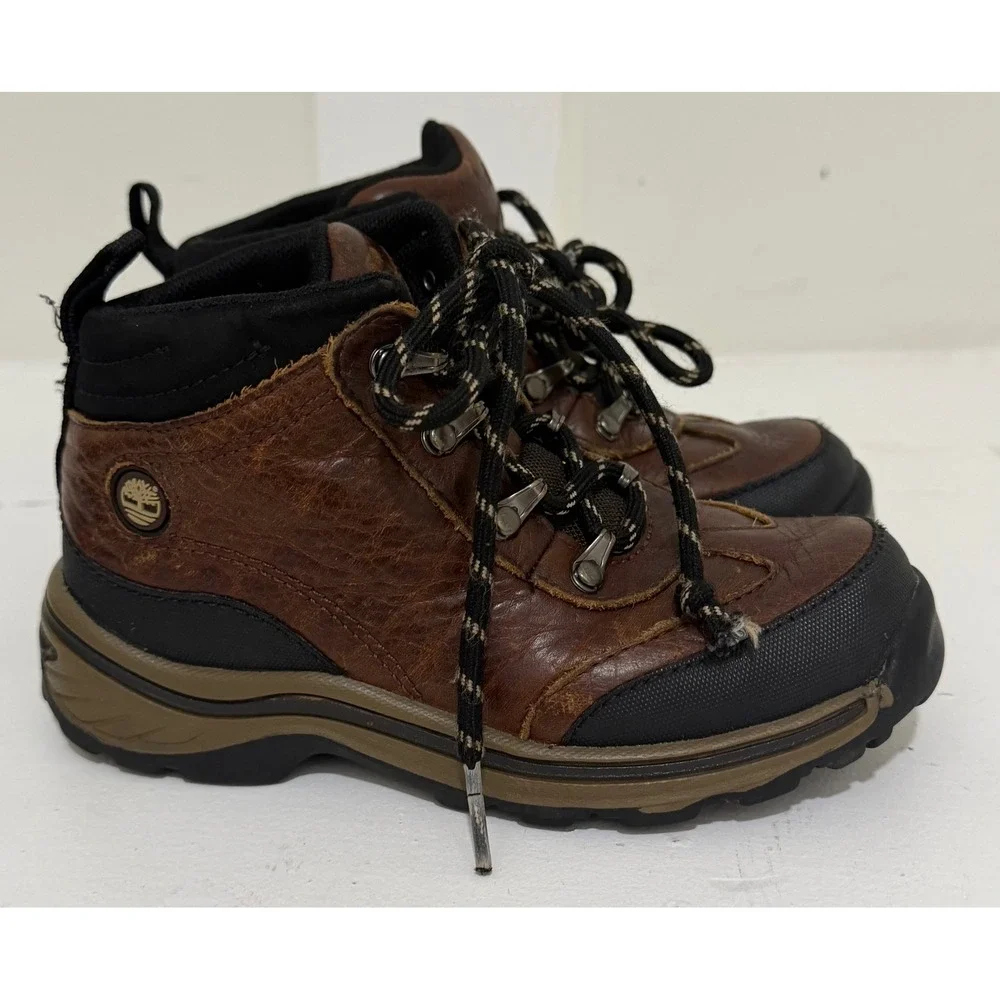 Timberland Toddler Kids Mt Maddsen Brown Leather Hiking Boots A1649 Size 10